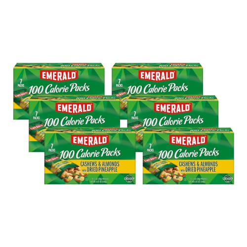 Emerald Nuts Cashews and Almonds with Dried Pineapple, 100 Calorie Packs, 7 Count, 4.97 Oz (Pack of 6)