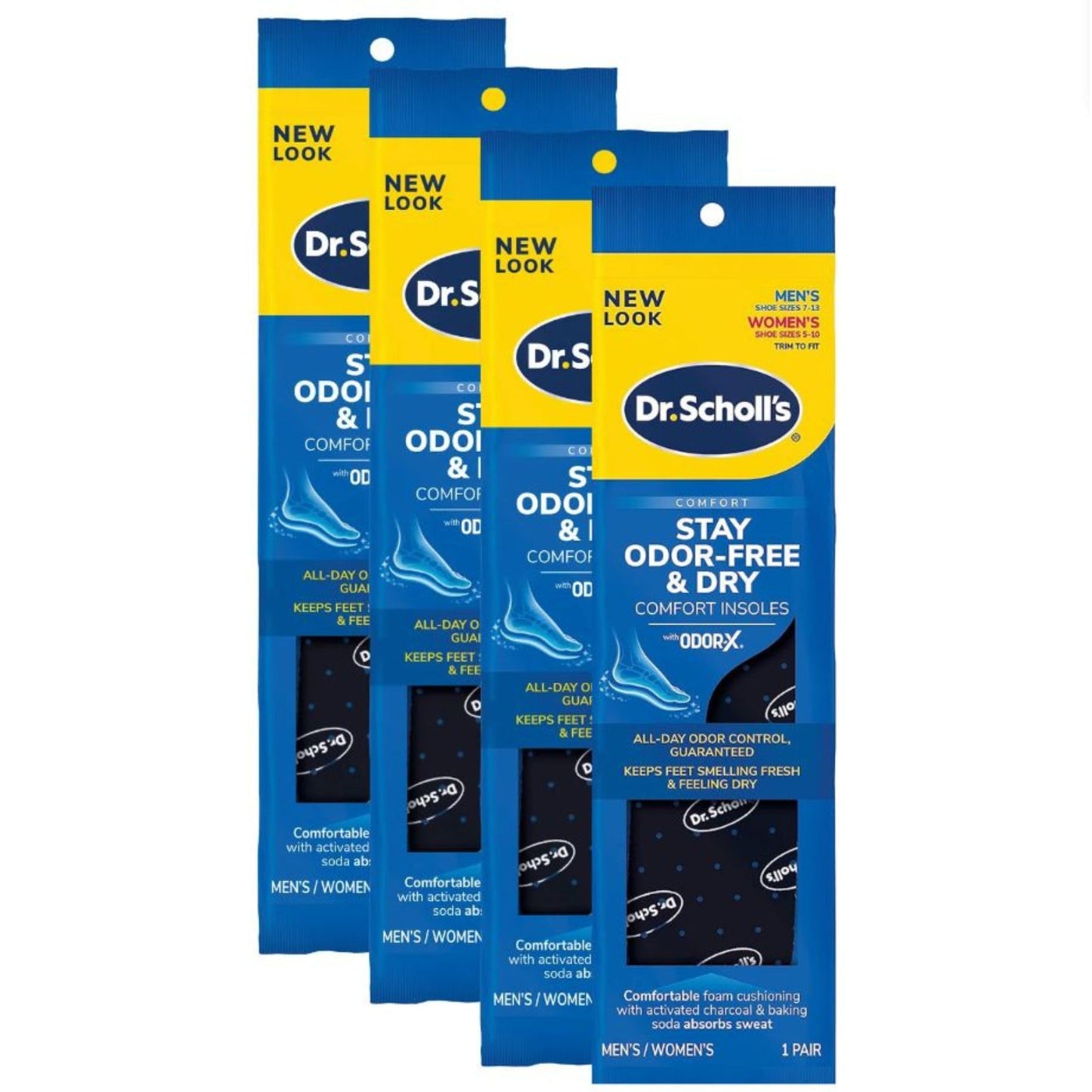 Dr. Scholl's® Stay Odor-Free & Dry Comfort Insoles with Odor-X®, Unisex Inserts, 1 Pair, Full Length Trim to Fit Men's Shoe Sizes (7-13) and Women's Shoe Sizes (5-10)