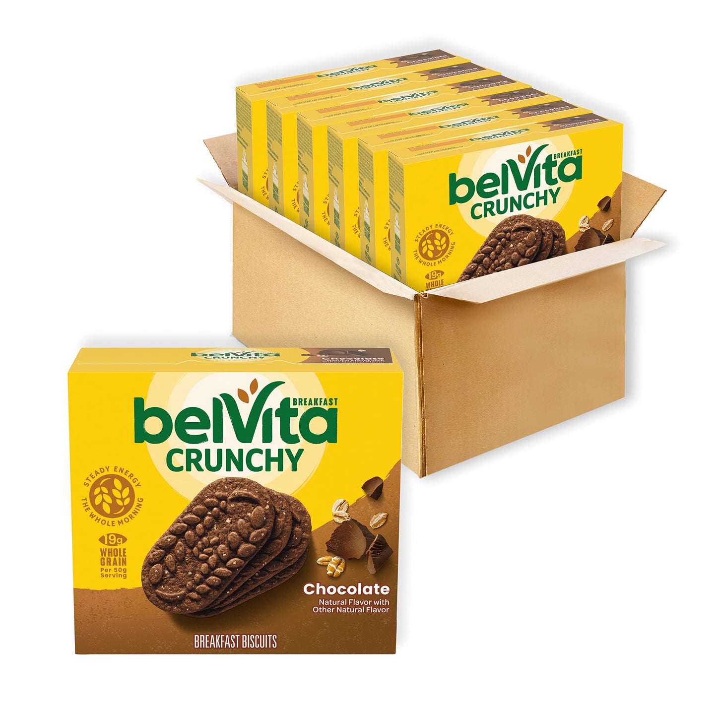 BelVita Chocolate Breakfast Biscuits, 30 Total Packs, 6 Boxes (4 Biscuits Per Pack)