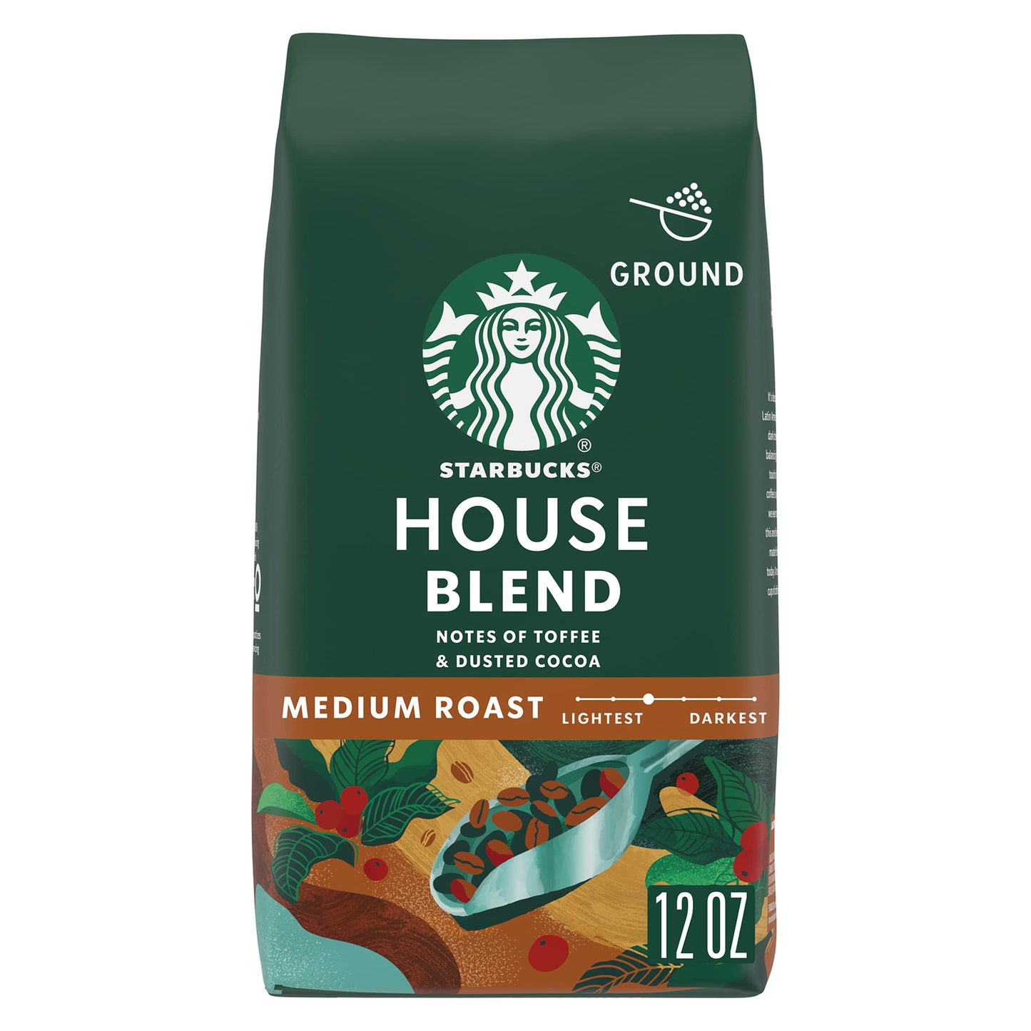 Starbucks Ground Coffee, Medium Roast Coffee, House Blend, 100% Arabica, 1 bag (12 oz)