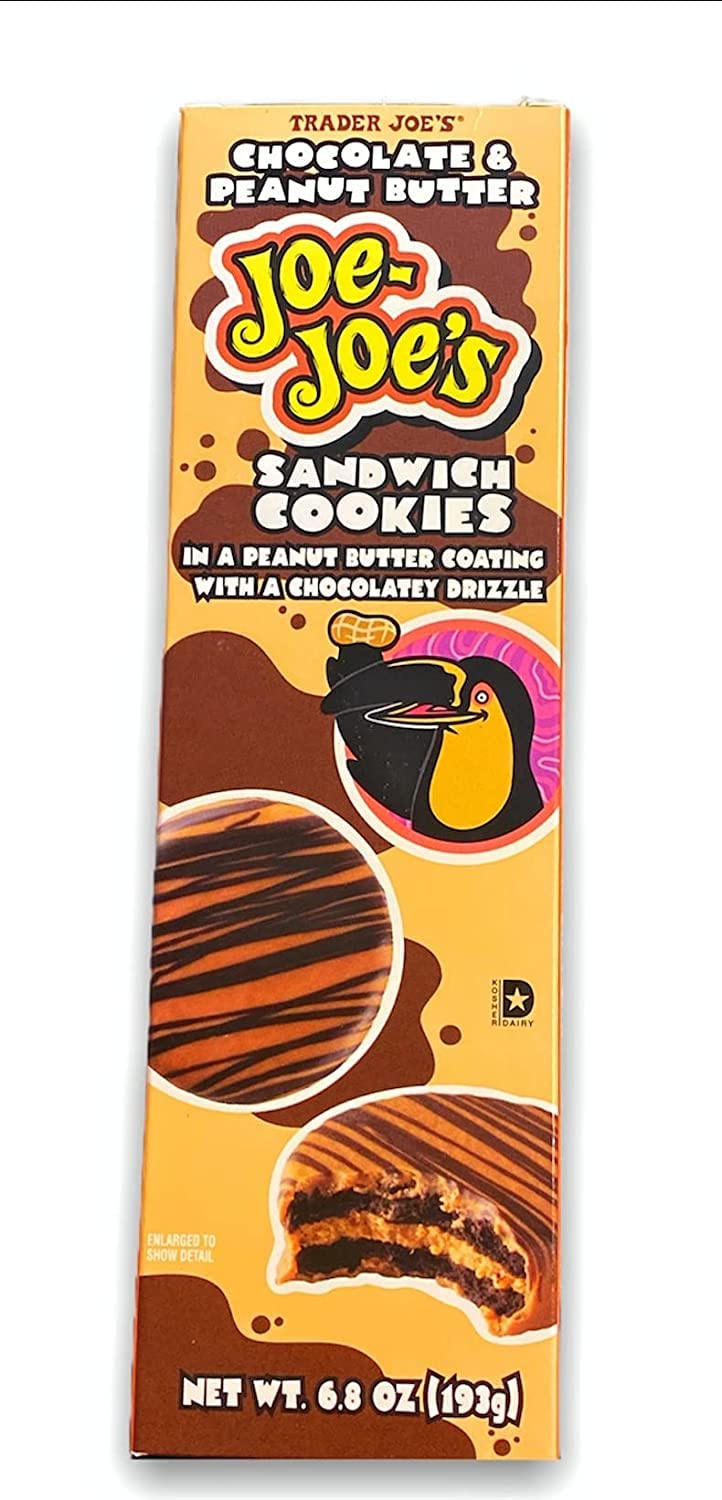 Trader Joe's Chocolate & Peanut Butter Joe-Joes Sandwich Cookies (2 boxes), 6.8 Ounce (Pack of 2)