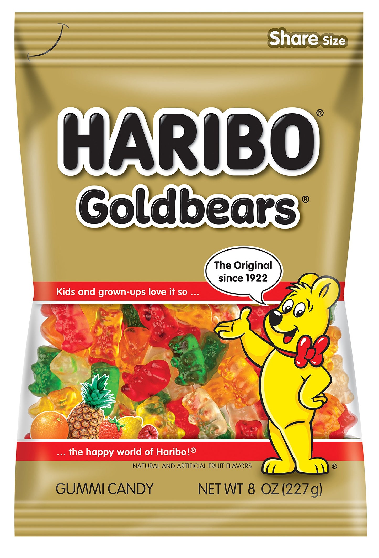 HARIBO Gummi Candy, Original Goldbears, 8 oz. Bag (Pack of 10)