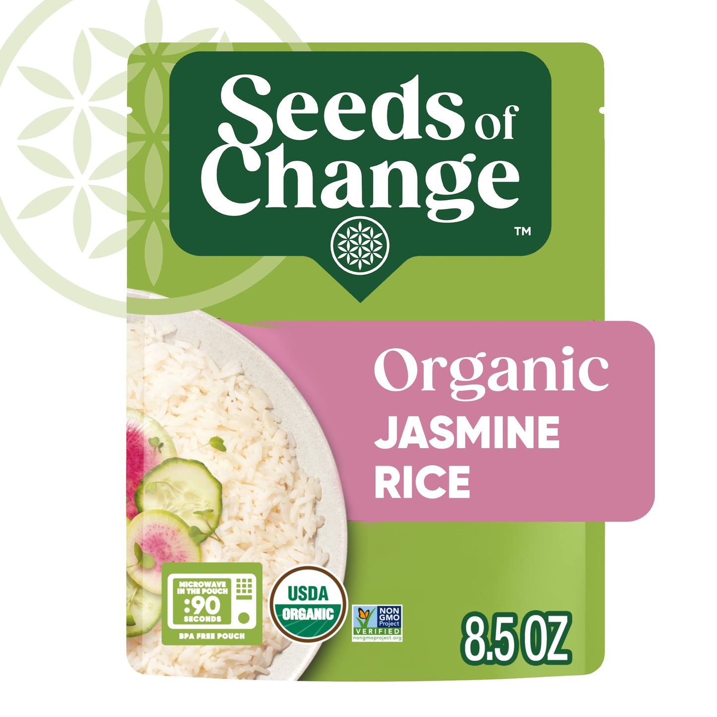 SEEDS OF CHANGE Organic Aromatic Jasmine Rice, Microwaveable Ready to Heat. 8.5 Ounces (Pack of 12)