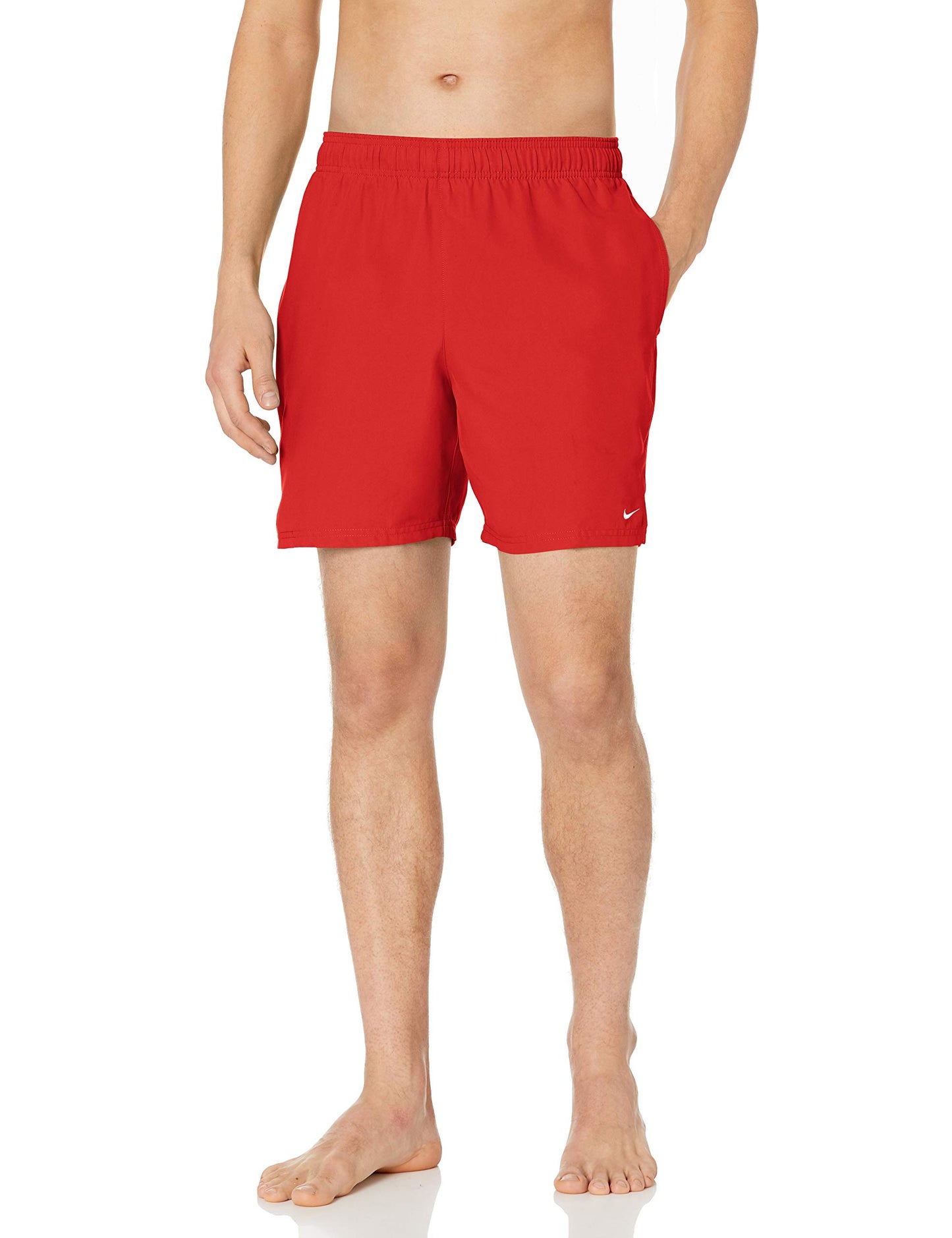 NIKE Swim Men's Solid Lap 7" Volley Short Swim Trunk, University Red White, Large
