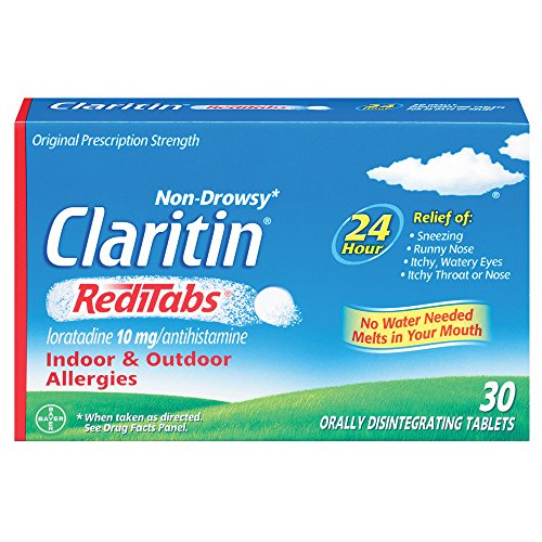Claritin RediTabs 24 Hour Allergy Medicine, Non-Drowsy Prescription Strength Allergy Relief, Loratadine Antihistamine Tablets, 30 Count