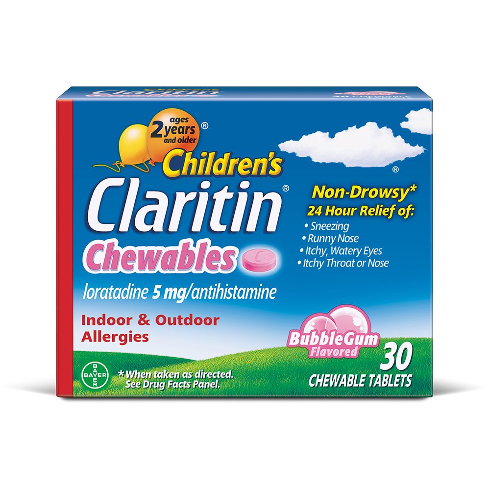 Claritin 24 Hour Allergy Chewables for Kids, Non Drowsy Allergy Relief, 30 Count
