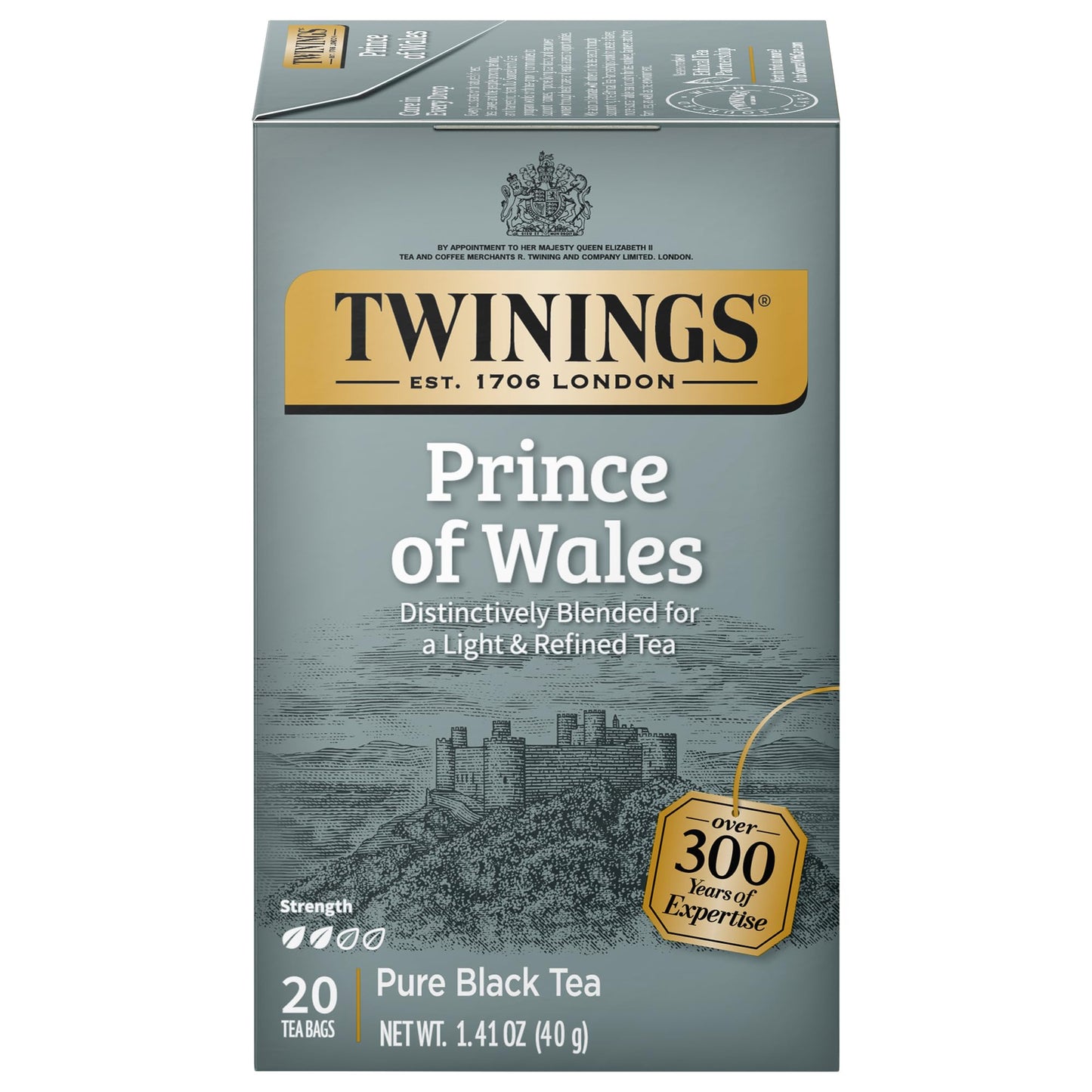 Twinings Prince of Wales Individually Wrapped Black Tea Bags, 20 Count (Pack of 6), Velvety Smooth & Mild, Caffeinated Tea, Enjoy Hot or Iced