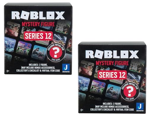 Roblox Action Figure Mystery Blind Box, 2-Pack - Series 12 - Mix & Match Collectible Minifigures & Accessories w/Exclusive Virtual Item Code - Gift for Kids - 8+