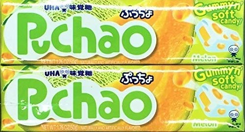 UHA Mikakuto Puchao Gummy n' Soft Candy Variety of Fruit Flavors 2 Pack, 1.76 oz each (Melon)