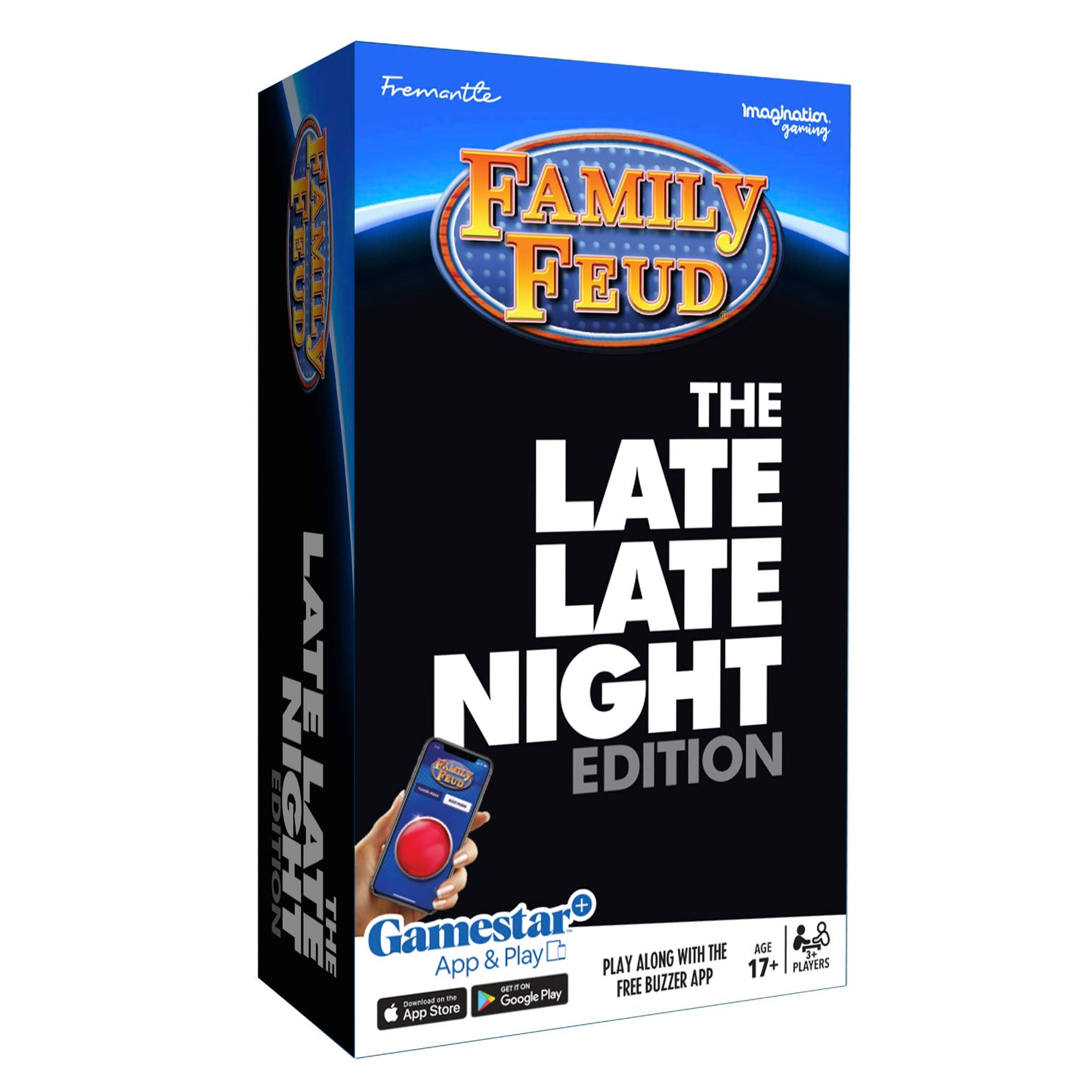 Family FEUD Late Late Night Edition Card Game, Anything but Family-Friendly, 400 Naughty Survey Questions, Complementary Sound Effects from The Show with Gamestar App