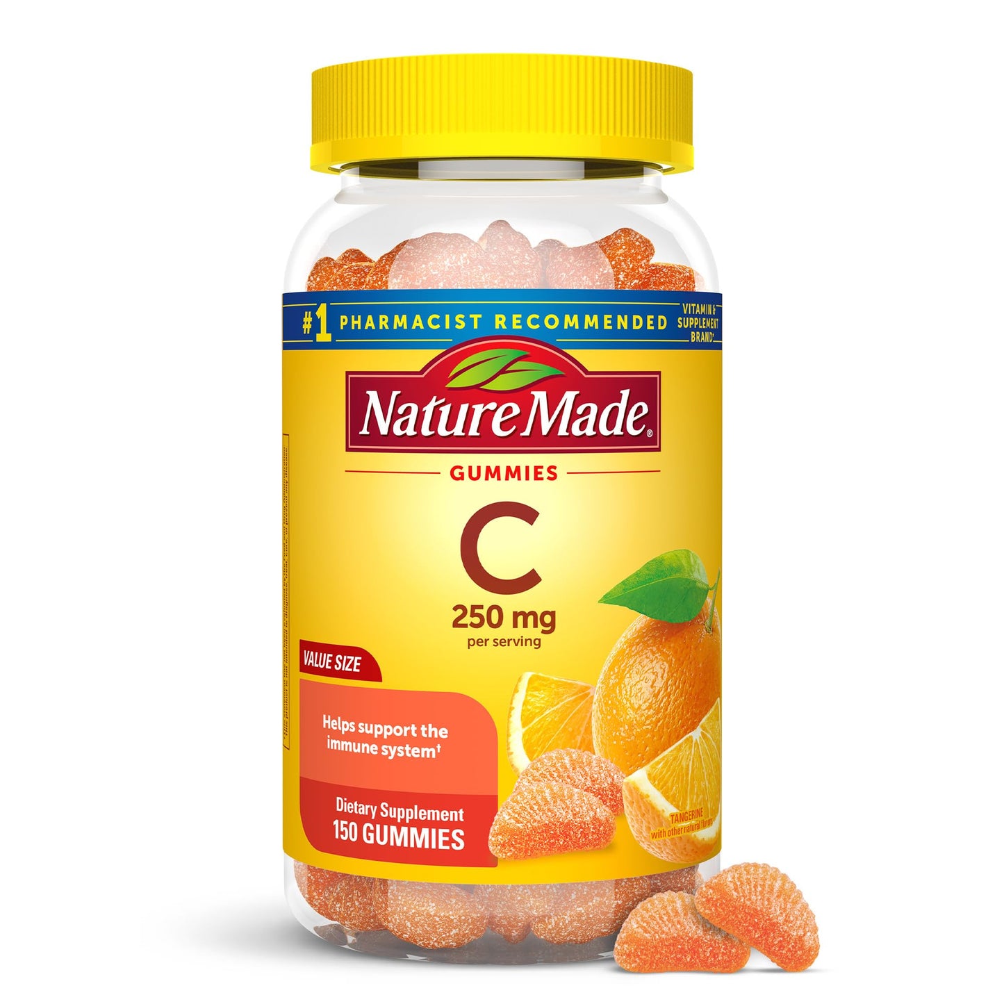 Nature Made Vitamin C 250 mg per serving, Dietary Supplement for Immune Support, 150 Gummies, 75 Day Supply