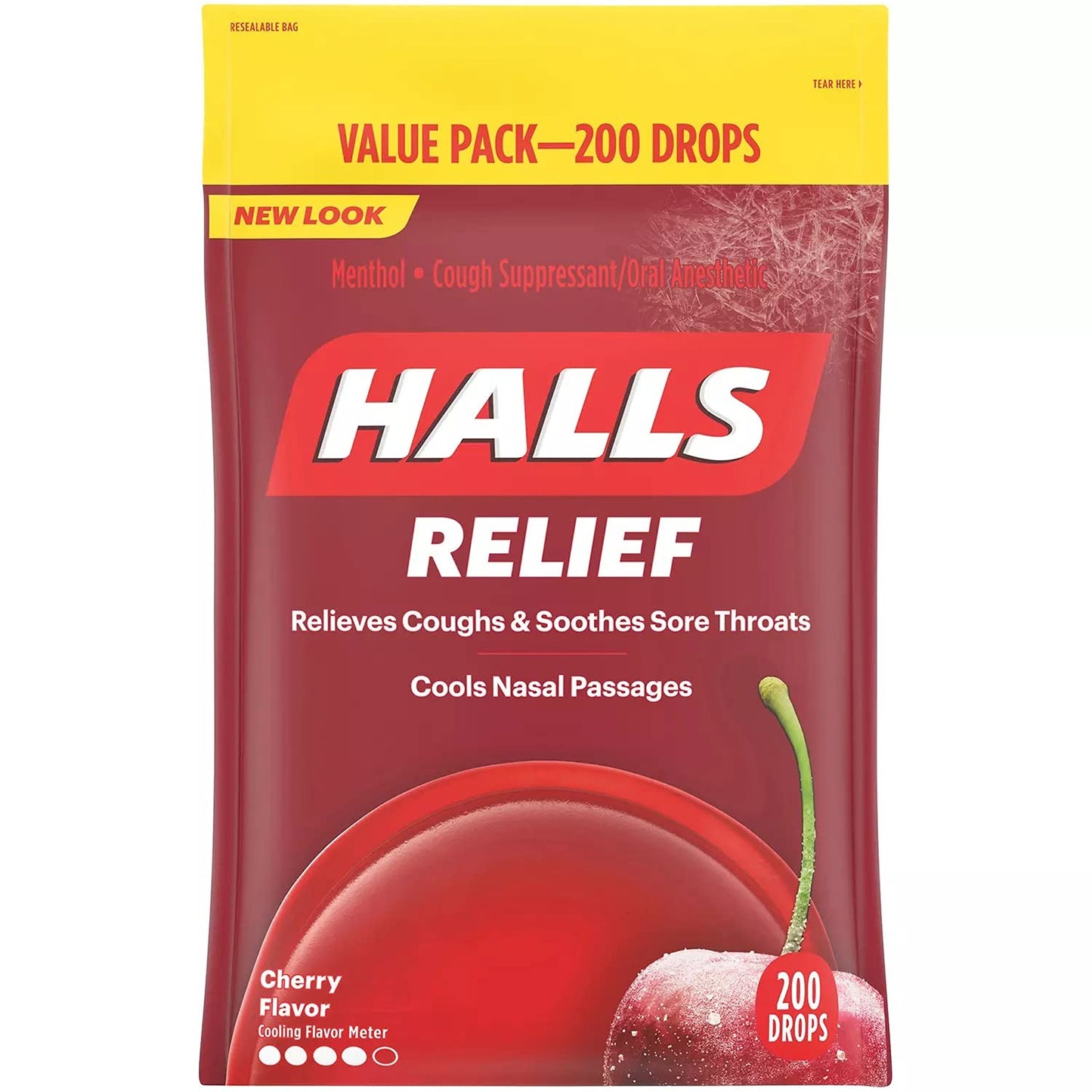Halls Cough Suppressant/Oral Anesthetic Cough Drops - Cherry (200 Count, 2 Pack)