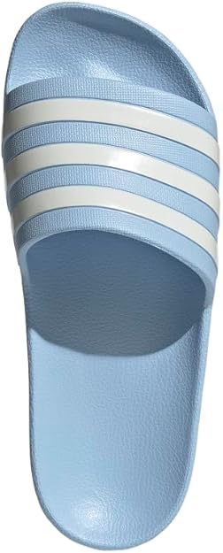 adidas Unisex Adilette Aqua Slide Sandal, Blue/Zero Metallic/Zero Metallic, 5 US Men