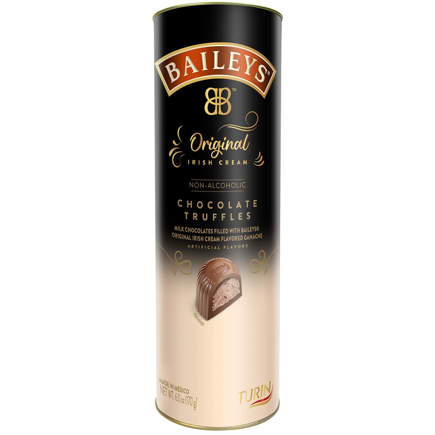 BAILEYS, Christmas Candy, Original Irish Cream, Non-Alcoholic Chocolate Truffles, Gift Tin, 6 Oz. Tin