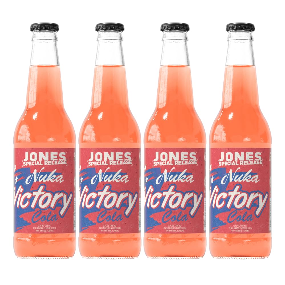 Jones Soda Co. Special Release Nuka Cola Victory, Peach & Mango Flavor (4 Bottles)