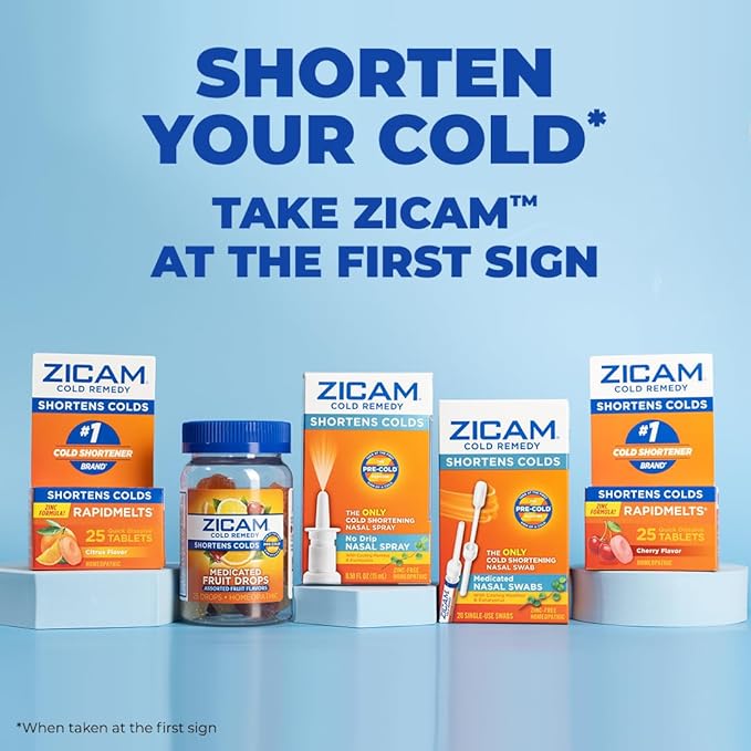 Zicam Cold Remedy Zinc Medicated Fruit Drops, Manuka Honey Flavor, Homeopathic, Cold Shortening Medicine, Shortens Cold Duration, 25 Count