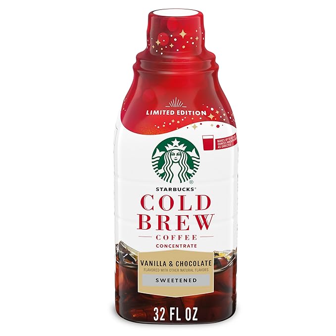 Starbucks Cold Brew Coffee Concentrate, Naturally Flavored Sweetened Vanilla & Chocolate Inspired by Irish Cream, Limited Edition, Multi-Serve Bottle (32 Fl Oz)