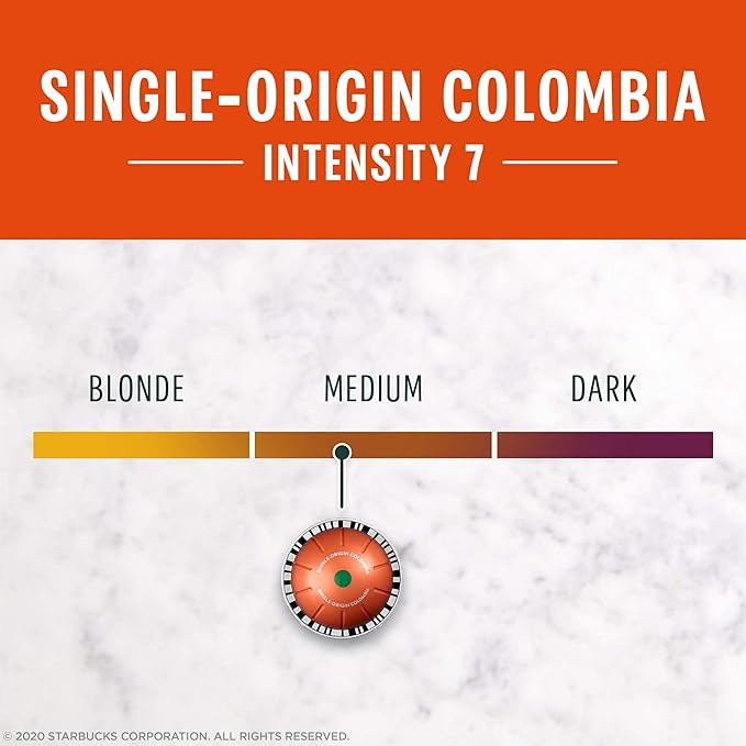 Starbucks by Nespresso Vertuo, Single-Origin Colombia, Medium Roast, Brews 7.8 oz.