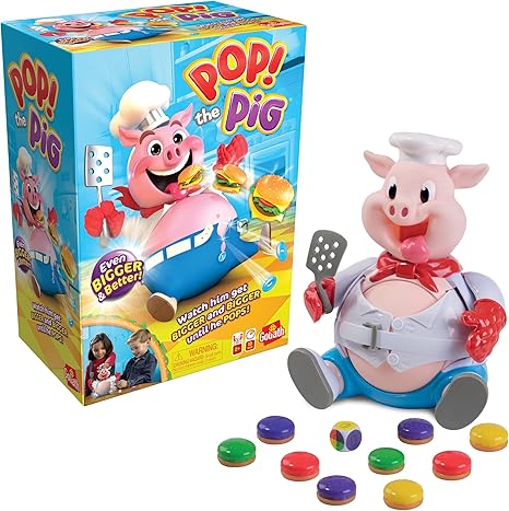 Goliath Pop The Pig - Bigger & Better - Belly-Busting Fun as You Feed Him Burgers and Watch His Belly Grow, Multi Color