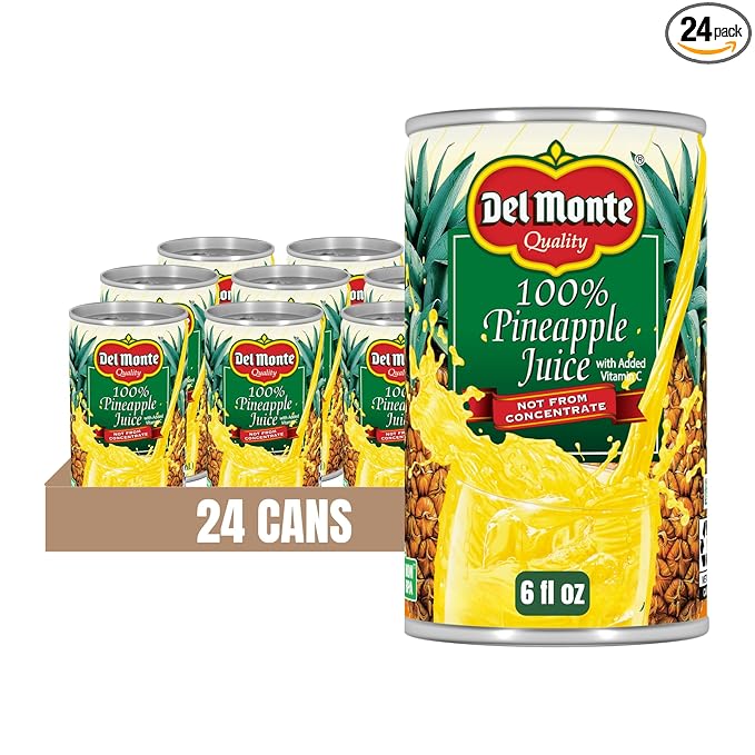 Del Monte 100% Pineapple Juice 24 cans, 6 fl oz.