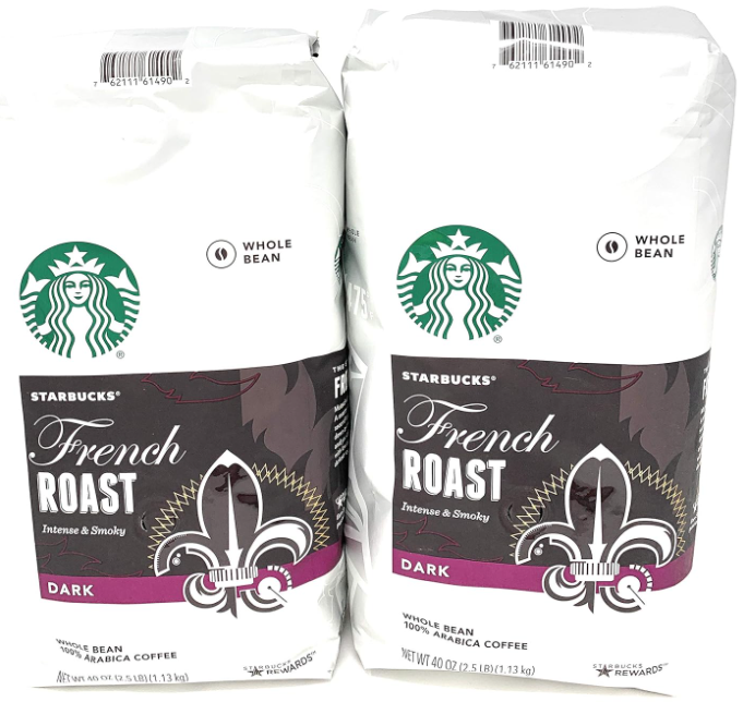 Starbucks French Roast Whole Bean Coffee (Pack of 2), 80 Oz