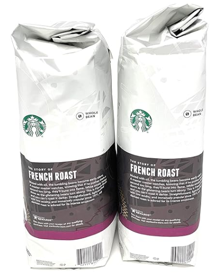 Starbucks French Roast Whole Bean Coffee (Pack of 2), 80 Oz