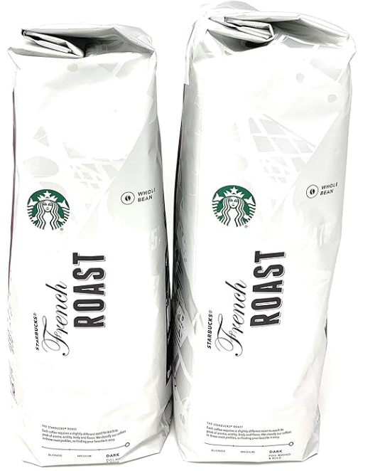 Starbucks French Roast Whole Bean Coffee (Pack of 2), 80 Oz