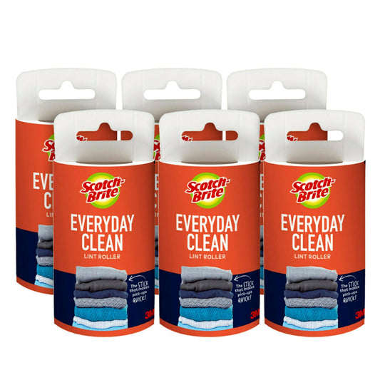 Scotch-Brite Everyday Clean Lint Roller Refills, 6 Roller Refills, 420 Sheets, White