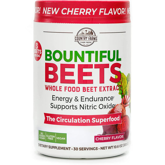 COUNTRY FARMS Bountiful Beets, Wholefood Beet Extract Superfood, Helps Support Healthy Circulation and Promote Energy, Nitric Oxide Boost, Cherry Flavor, 30 Servings