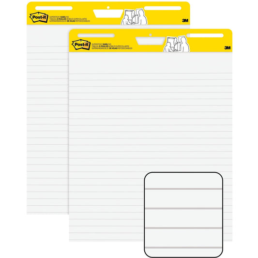 Post-it Super Sticky Easel Pad, 25-inch x 30-inch , White, Lined, 2 Pads/Pack, 30 Sheets/Pad (561WL VAD 2PK) (561WL-VAD-2PK)