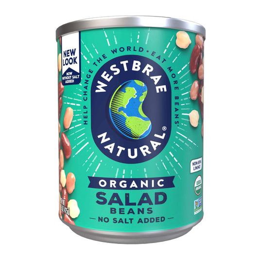 Westbrae Natural Organic Salad Beans, No Salt Added, 15 Oz (Pack of 12)