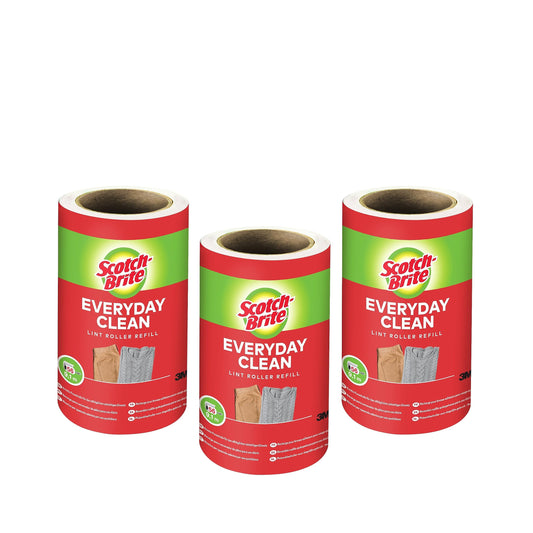 Scotch-Brite Lint Roller Standard, 3 x Refill 56 Sheets, Weiß
