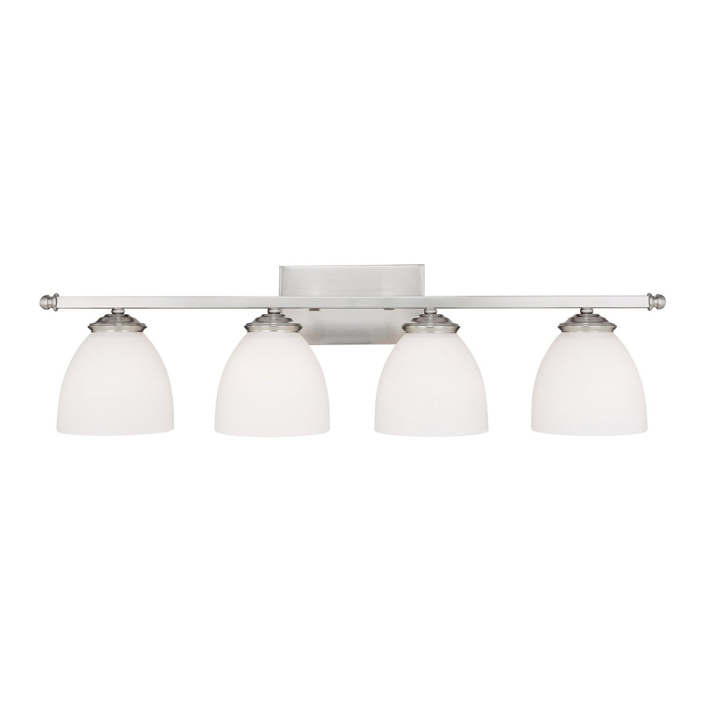 Capital Lighting 8404MN-202 Chapman Soft White Glass Bath Vanity Wall Mount, 4-Light 400 Total Watts, 9" H x 32" W, Matte Nickel