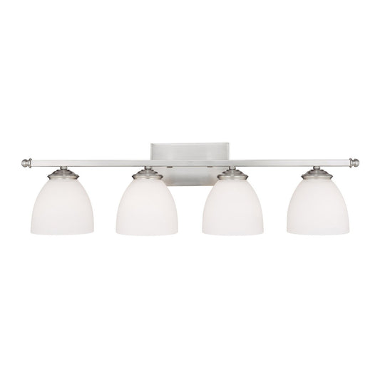 Capital Lighting 8404MN-202 Chapman Soft White Glass Bath Vanity Wall Mount, 4-Light 400 Total Watts, 9" H x 32" W, Matte Nickel