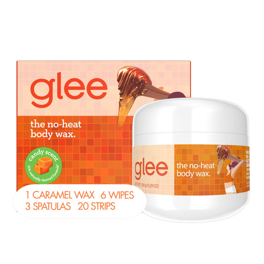 JOY Glee Caramel Body Wax Starter Kit for Women,Safe for Sensitive Skin,No-Heat & Microwave-Free,Candy Scent,5.29oz