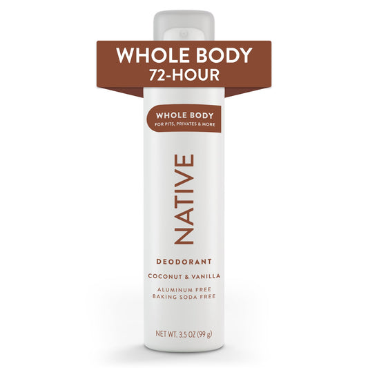 Native Whole Body Deodorant Spray Contains Naturally Derived Ingredients, Deodorant for Women & Men | 72 Hour Odor Protection, Aluminum Free with Coconut Oil and Shea Butter | Coconut & Vanilla