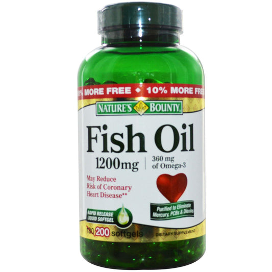 Nature's Bounty Fish Oil, Supports Heart Health, 1200 Mg, Rapid Release Softgels, 200 Ct