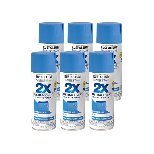 Rust-Oleum 249062-6PK Painter's Touch 2X Ultra Cover Spray Paint, 12 oz, Satin Wildflower Blue, 6 Pack