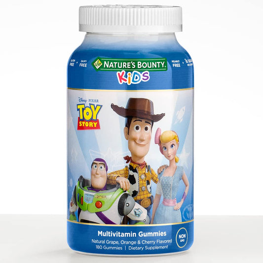 Nature's Bounty Disney and Pixar Toy Story Kids Gummy Multivitamin, Natural Grape, Orange & Cherry Flavored, Supports, Immune, Bone and Eye Health, Pack of 1(180 Gummies)