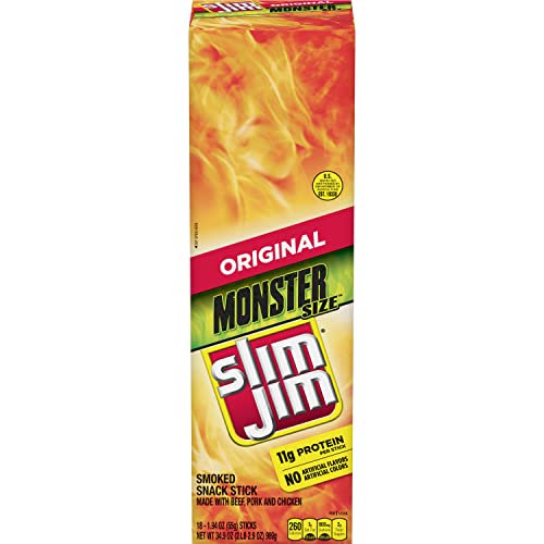 Slim Jim Monster Smoked Meat Sticks, Original Flavor, 1.94 oz. 18-Count