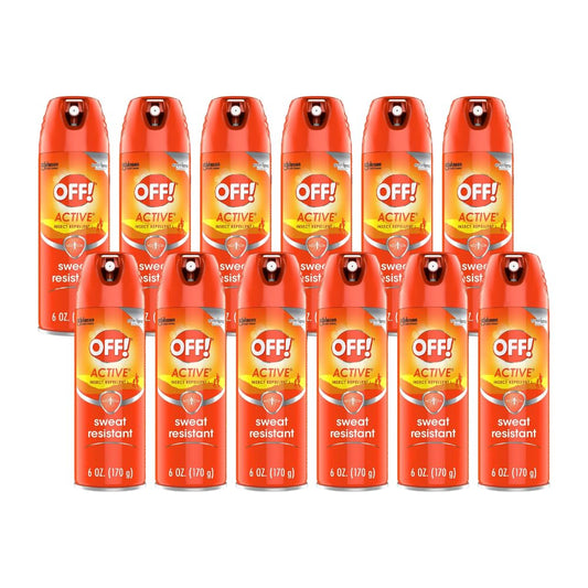 OFF! Active Insect Repellent, Sweat Resistant, Repells Mosquitoes, 6 oz ( Pack of 12)