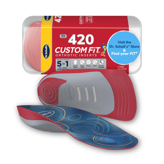 Dr. Scholl’s Custom Fit Orthotics 3/4 Length Inserts CF 420, 5-in-1 All-Day Pain Relief for Feet, Lower Back, Knees, Heel & Plantar Fasciitis, Arch Support Shoe Insoles for Men Women, FSA HSA Eligible