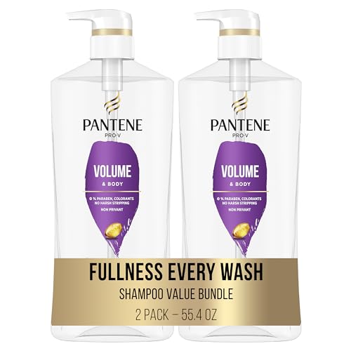 Pantene Shampoo Twin Pack with Hair Treatment, Volume & Body for Fine Hair, Safe for Color-Treated Hair