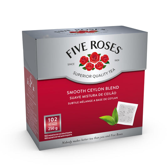 Five Roses Ceylon - 102 Tagless Teabags, (Pack of 1)