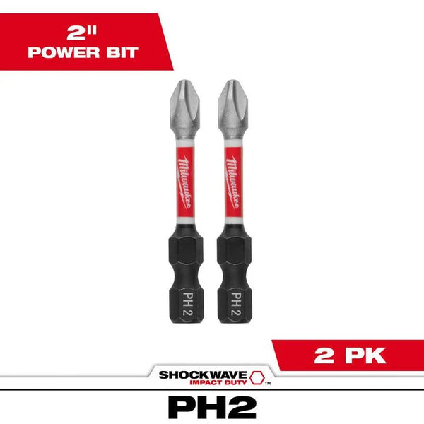 Milwaukee SHOCKWAVE 2" PH2 Bits (2-Pack)