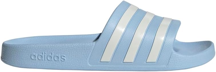 adidas Unisex Adilette Aqua Slide Sandal, Blue/Zero Metallic/Zero Metallic, 5 US Men