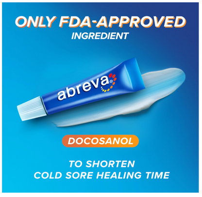 Abreva 10 Percent Docosanol Cold Sore Treatment, Treats Your Fever Blister in 2.5 Days - 0.07 oz Tube x 2