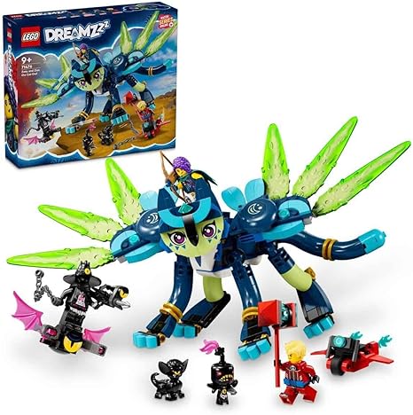 LEGO 71476 DREAMZzz Zoey und die Katzeneule Zian, Katzenpfau, 3 Minifiguren