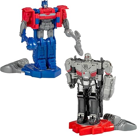 Transformers One Robot Battlers Action Figure 2-Pack, 4.5-Inch Optimus Prime (Orien Pax), 4.5-Inch Megatron (D-16), Interactive Toys for Boys and Girls Ages 6 and Up