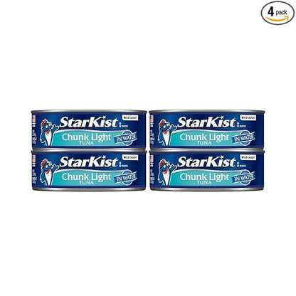 StarKist Chunk Light Tuna in Water, 5 oz (4 Pack) Canned Tuna Fish, Wild Caught, Gluten Free, Ready to Eat, Perfect for Salads, Keto Meals and Snacks, with 20g Protein & 90 Calories Per Serving